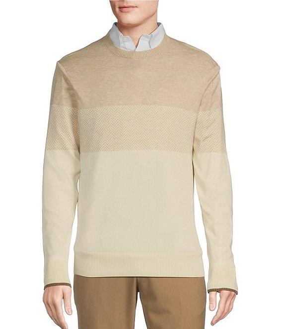 Daniel Cremieux Signature Label Long Sleeve Supima Cotton Color Block Knit Sweater Product Image