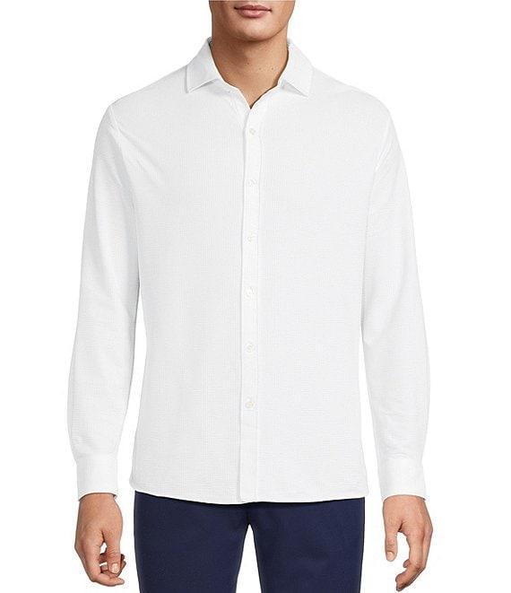 Hart Schaffner Marx Luxury Performance Long Sleeve Textured Coat Front Sport Shirt Product Image