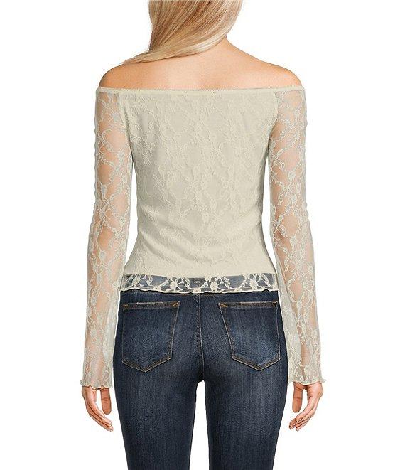 Honey & Sparkle Lace Off The Shoulder Long Sleeve Top Product Image