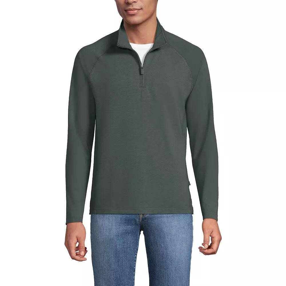 Men's Lands' End Long Sleeve Raglan French Terry Quarter Zip Sweatshirt,  Product Image