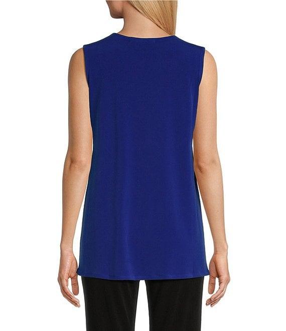Eva Varro Solid Knit Jersey Crew Neck Sleeveless Top Product Image