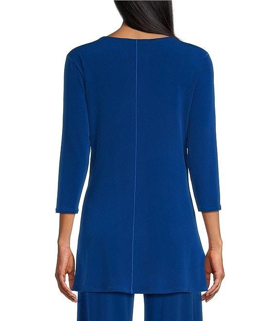 Eva Varro Five Beams Crew Keyhole Neck 3/4 Sleeve Knit Tunic Product Image