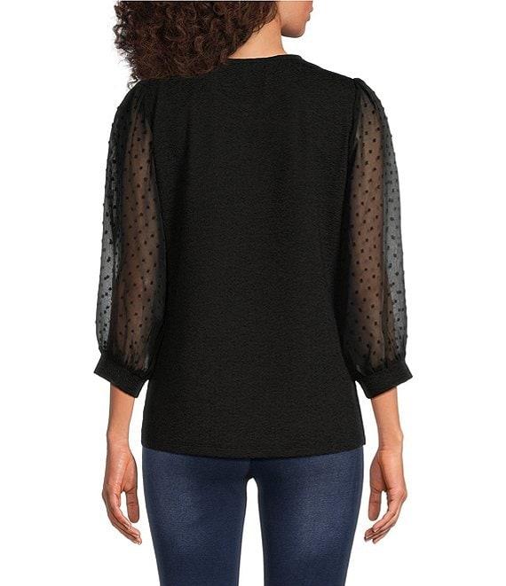 Calessa Textured Knit Crew Neck Balloon Sleeve Top Product Image