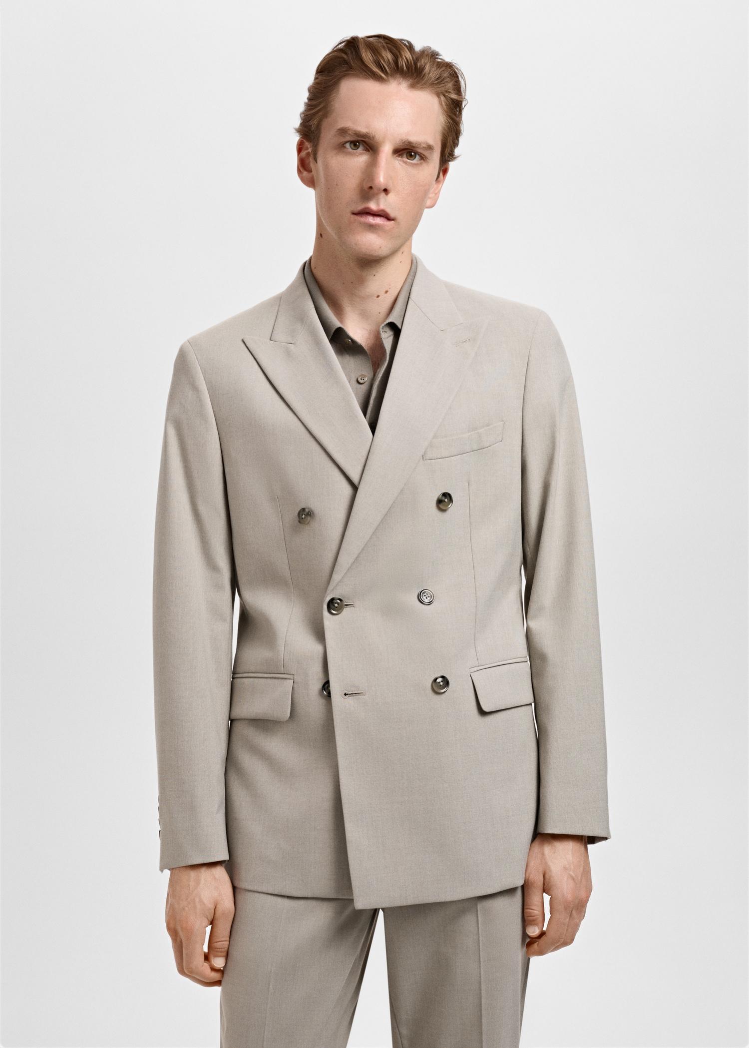 Monaco double-breasted slim-fit suit blazer - Men | MANGO USA Product Image