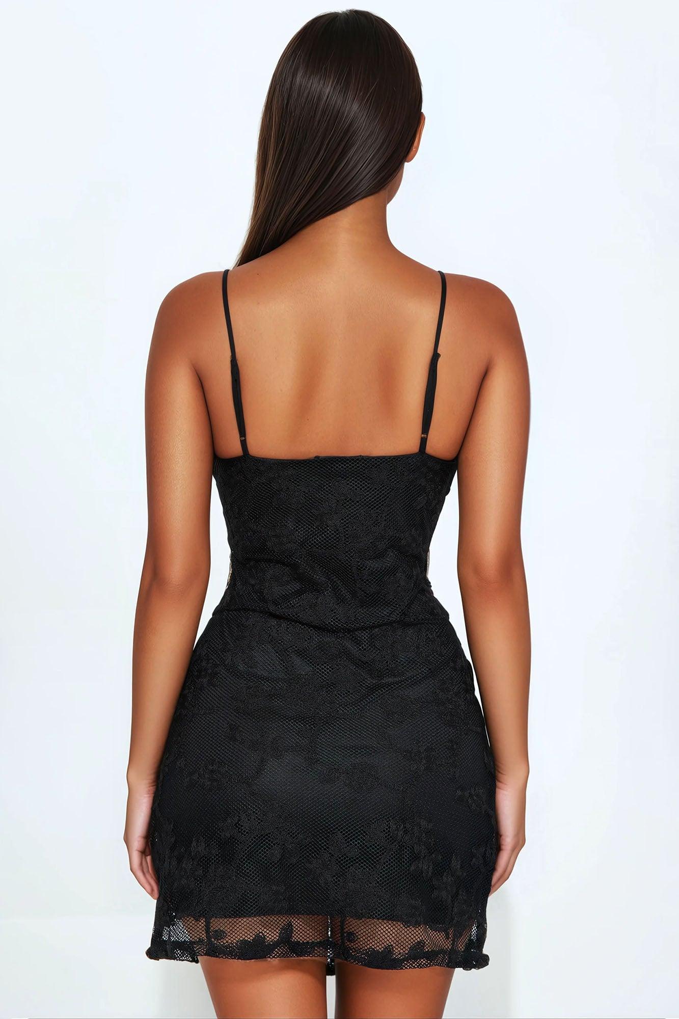 Verena Floral Lace Mini Dress - Black Product Image