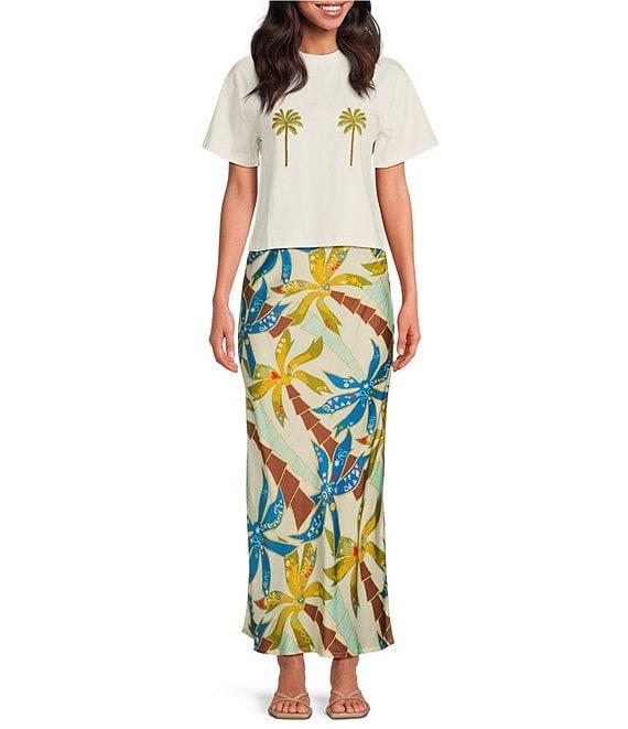 Never Fully Dressed Embroidered Tropical Palm T-Shirt Product Image