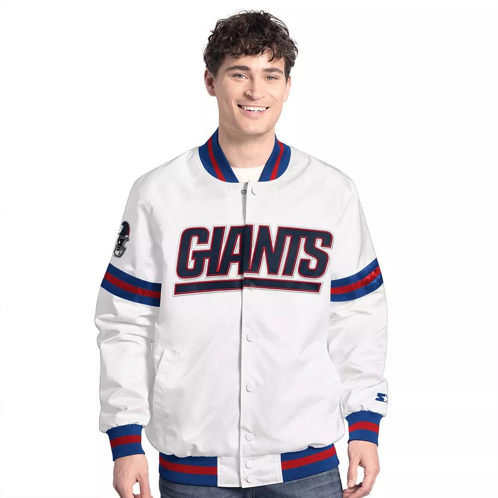 Men's Starter  White New York Giants Scout Full-Snap Varsity Jacket, Size: 2XL Product Image