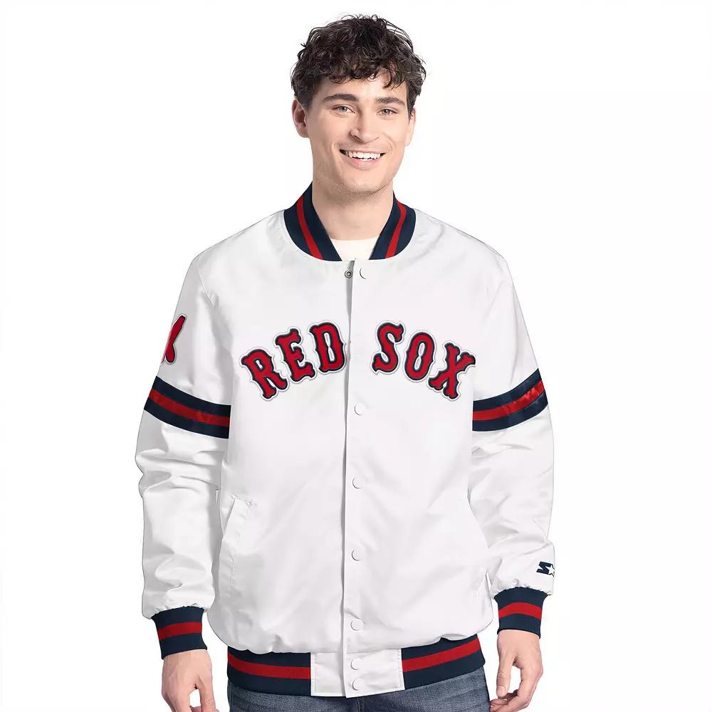 Men's Starter  White Boston Red Sox Cooperstown Scout Full-Snap Varsity Jacket, Size: Medium Product Image