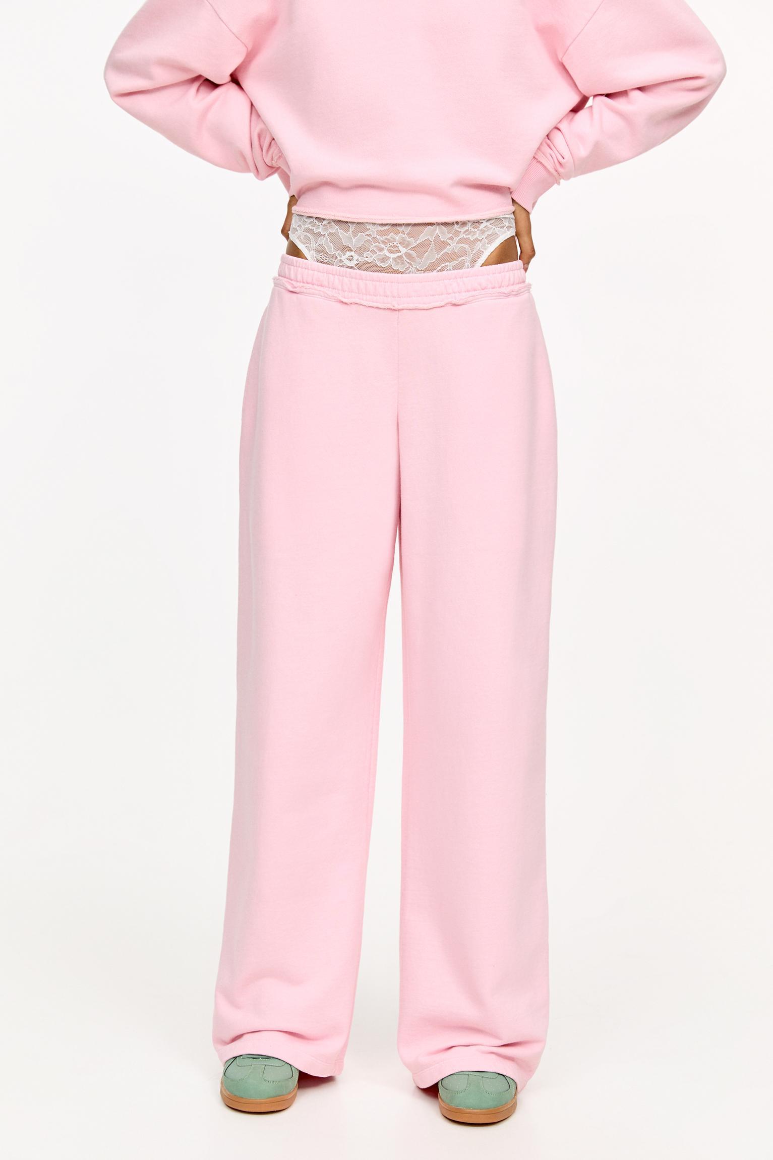 Tracksuit pants with a frayed waist Product Image