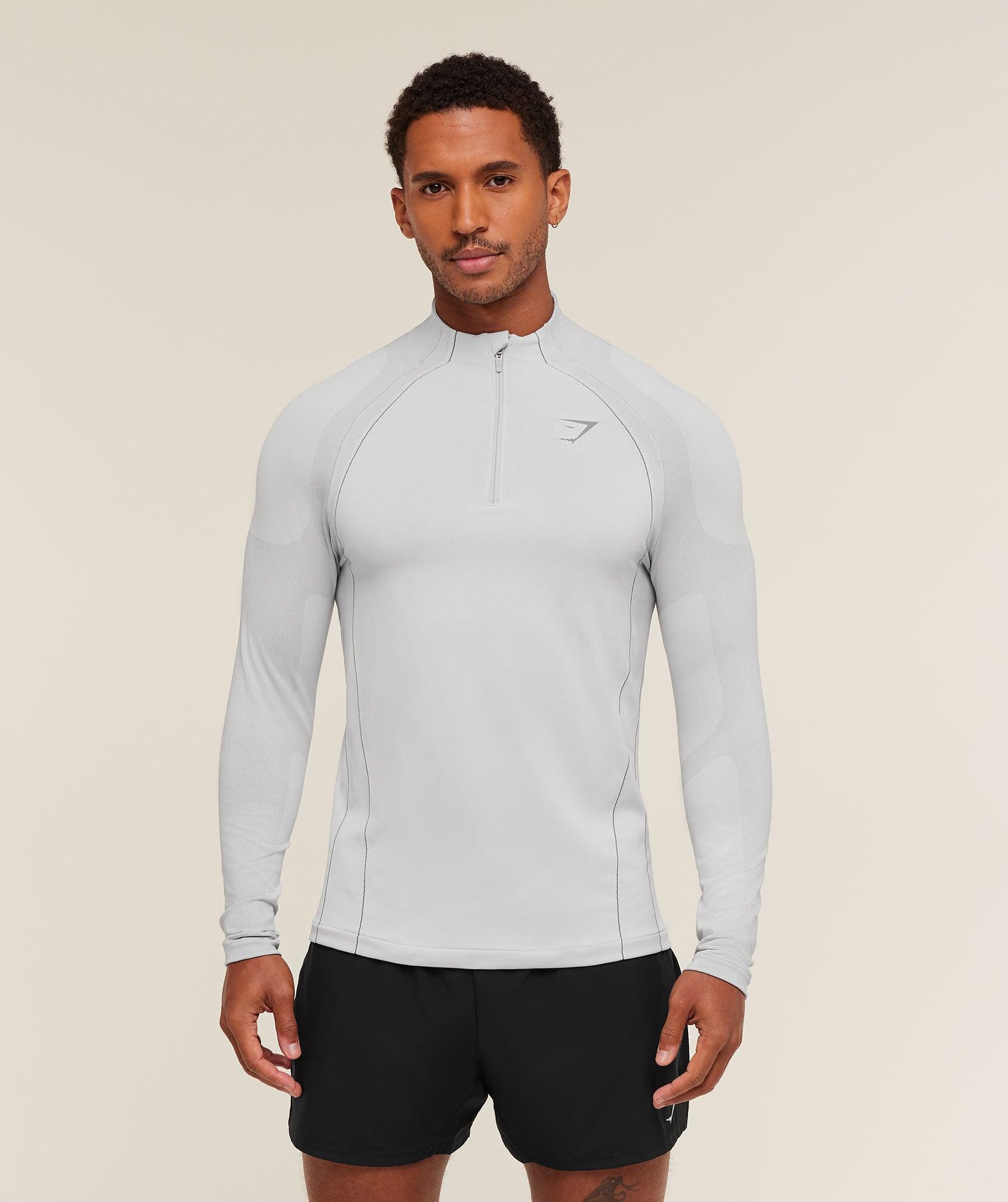 Gymshark Apex Seamless 1/4 Zip - Light Grey/Medium Grey Male Product Image