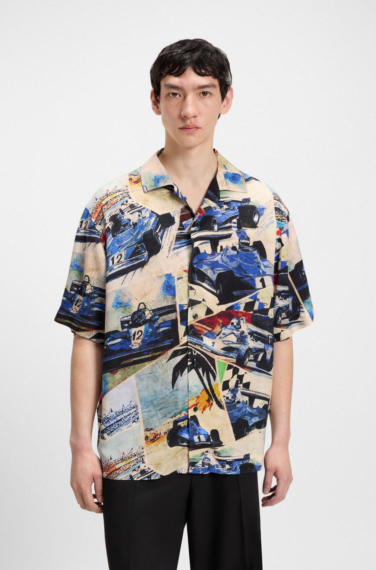 Oversize-fit shirt with vintage racing print Product Image