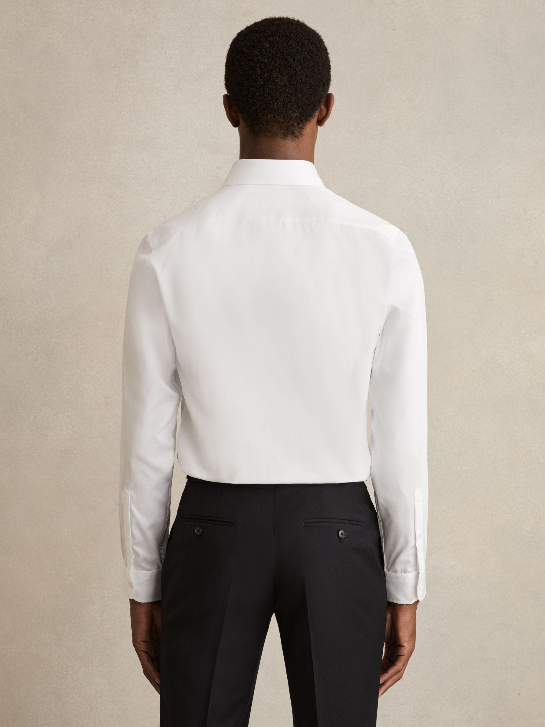 Regular Fit Cotton Sateen Striped Shirt in White Product Image