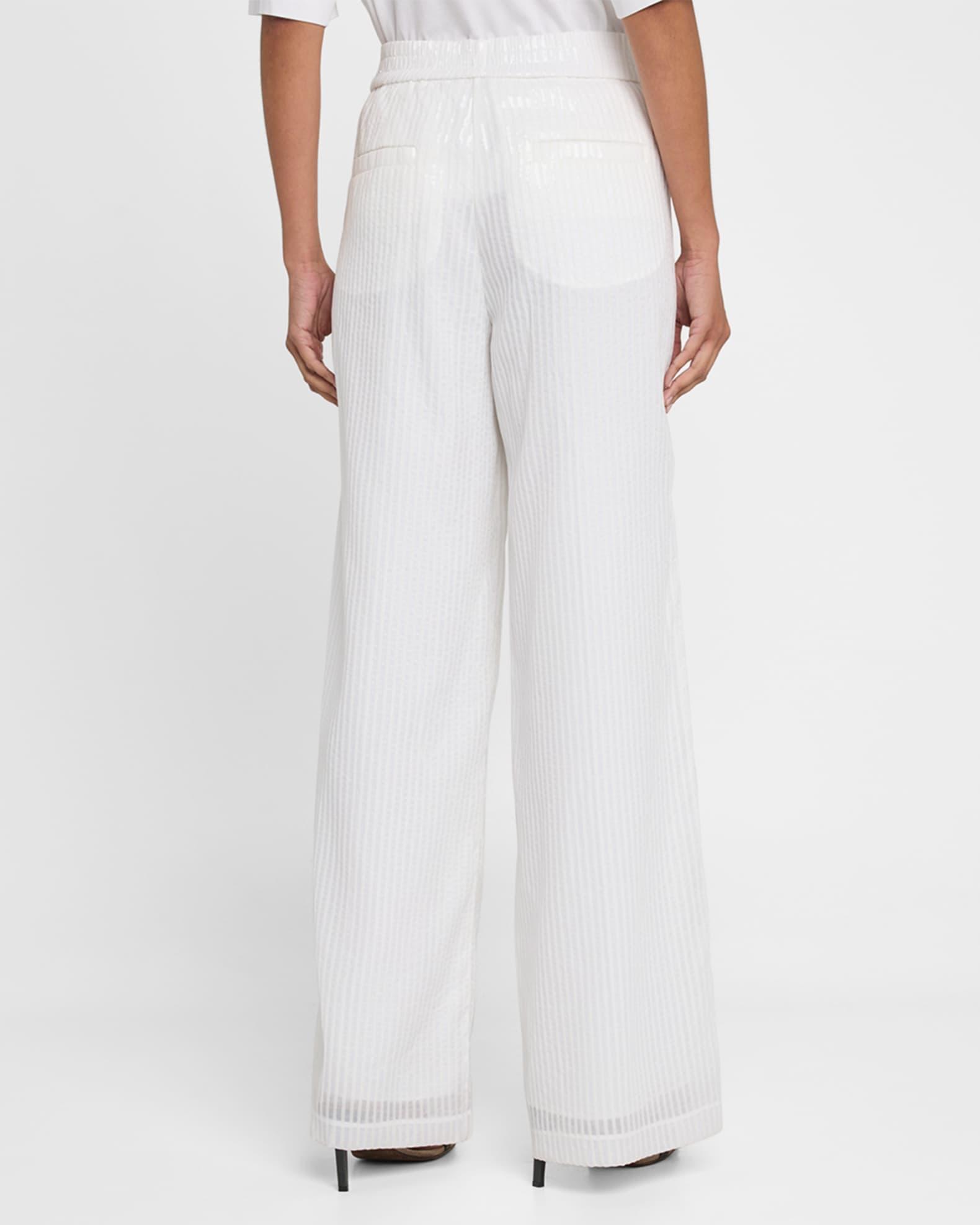 Stripe Sequined Wide Leg Organza Pants Product Image
