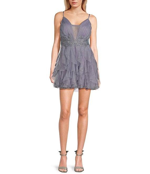 Pear Culture Embellished Waist Corkscrew Fit-And-Flare Mini Dress Product Image