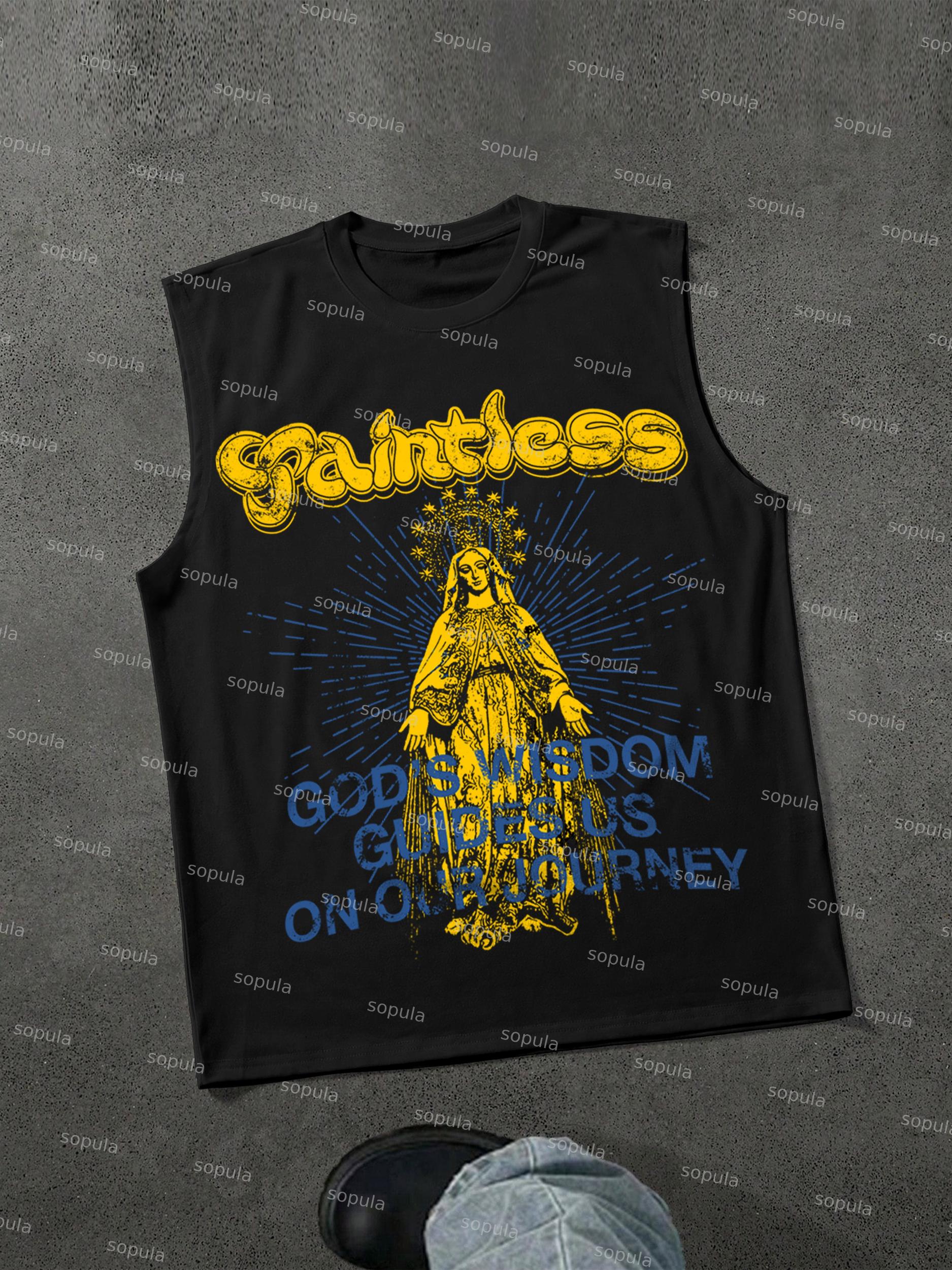 God's Guide Vintage Distressed Madonna Graphic Tank Top Product Image