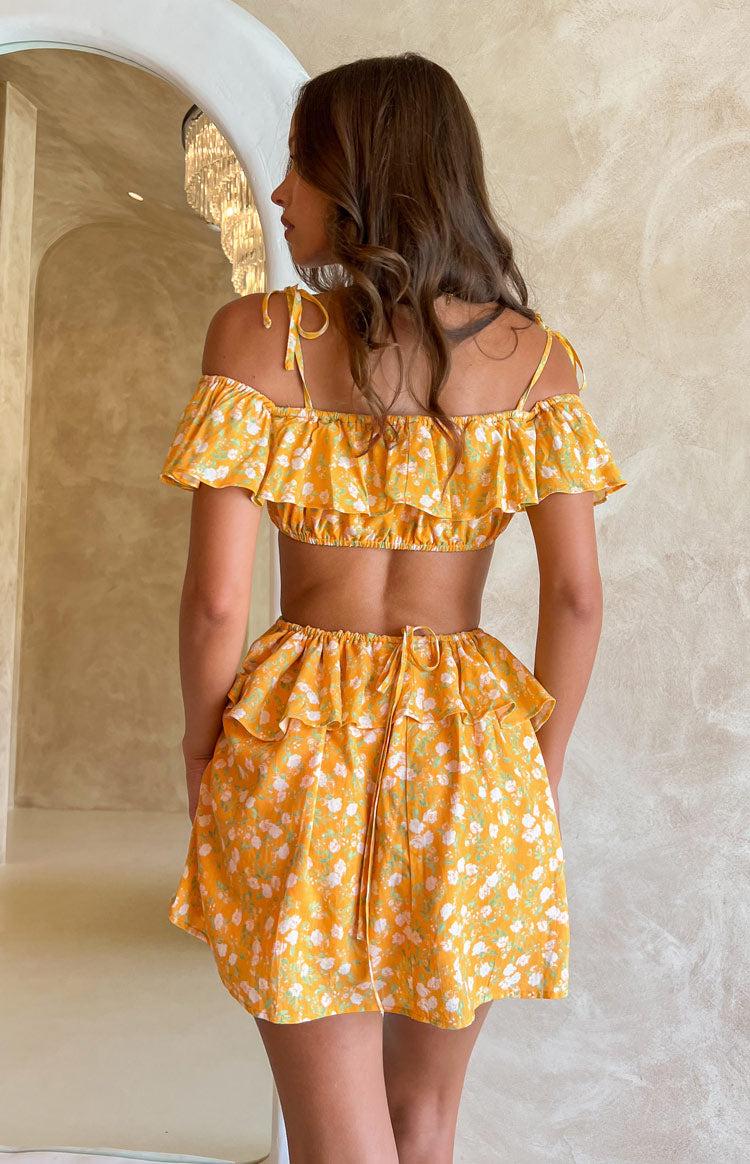 Alyssa Orange Floral Ruffle Mini Dress Product Image