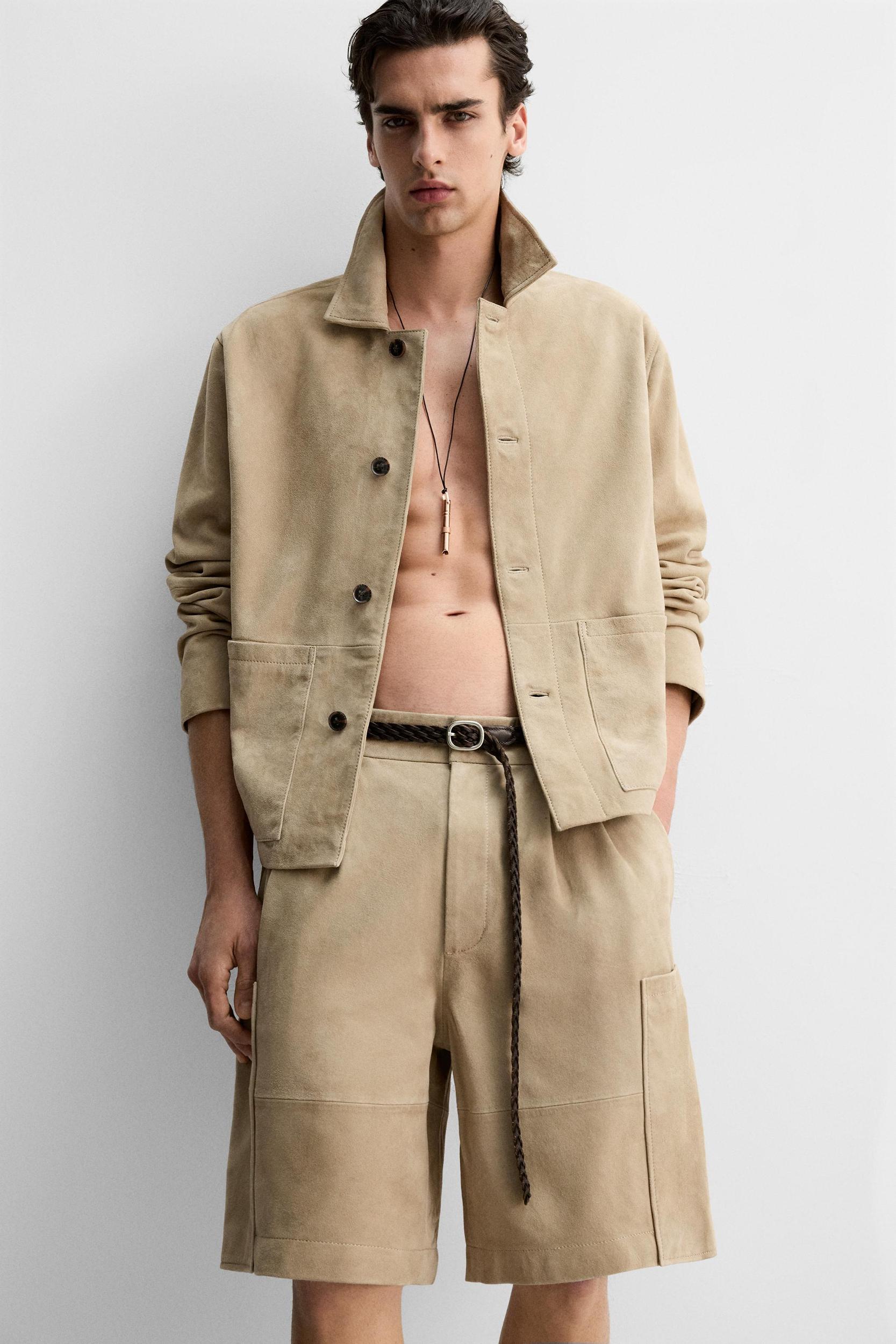 SUEDE CARGO SHORTS Product Image