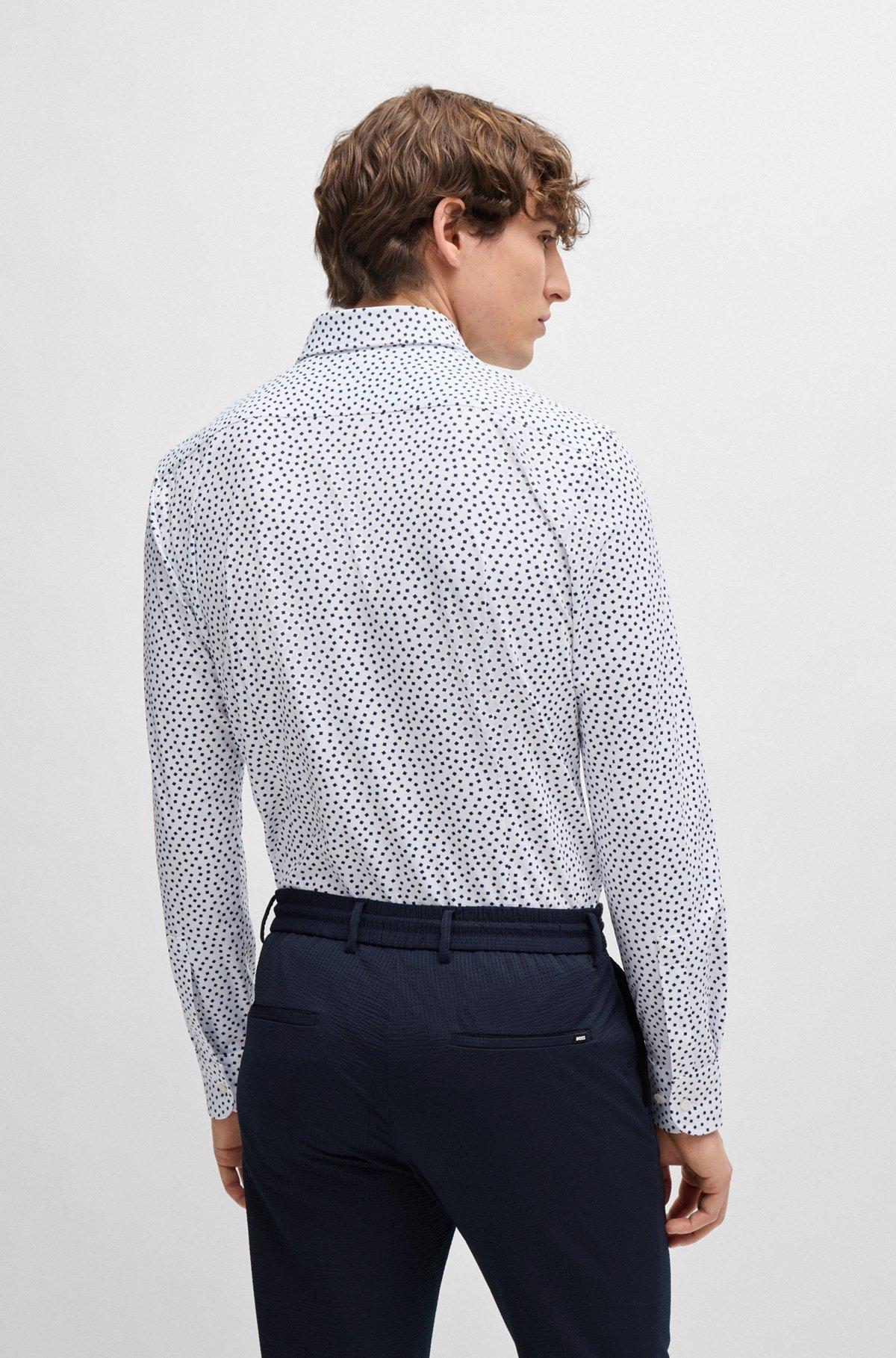 Slim-fit shirt in printed performance-stretch fabric Product Image