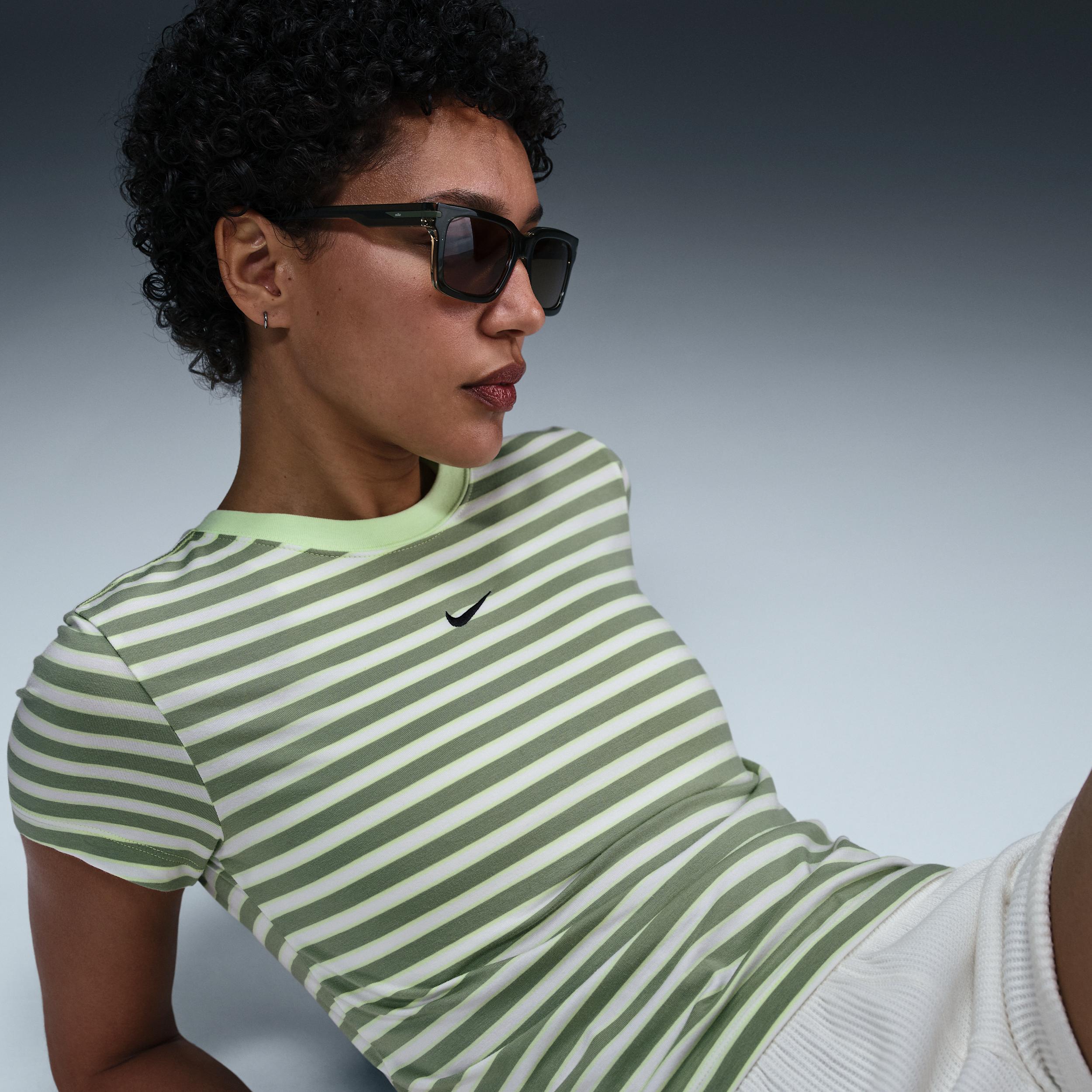 Womens Nike Sportswear Chill Knit Slim Striped T-Shirt | HF9524-360 Product Image