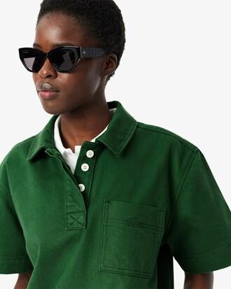 Oversized Denim Polo Shirt Product Image