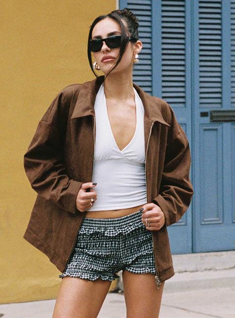 Nome Faux Suede Jacket Brown Product Image