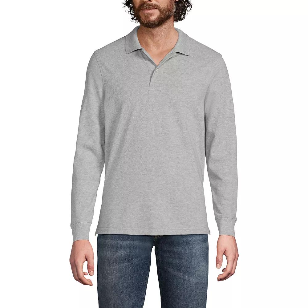 Men's Lands' End Long Sleeve Mesh Polo Shirt,  Product Image