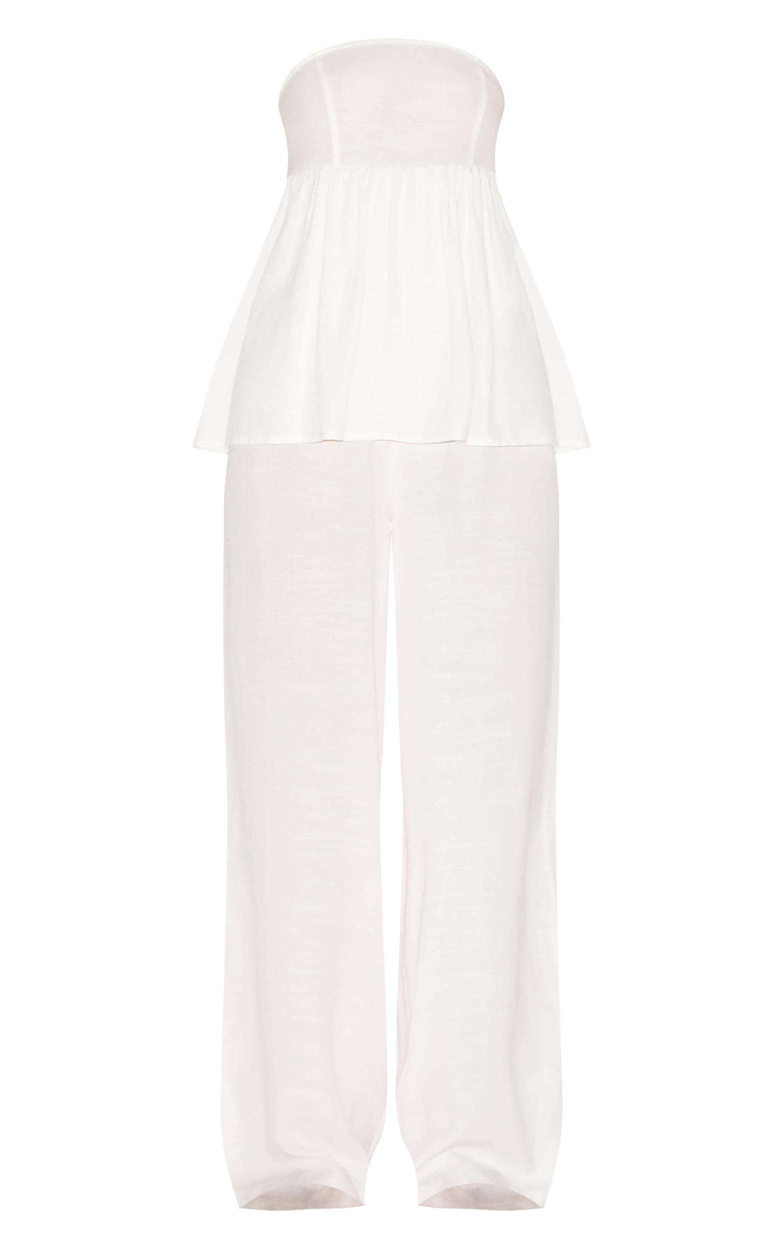 White Bandeau Peplum Detail Jumpsuit Product Image