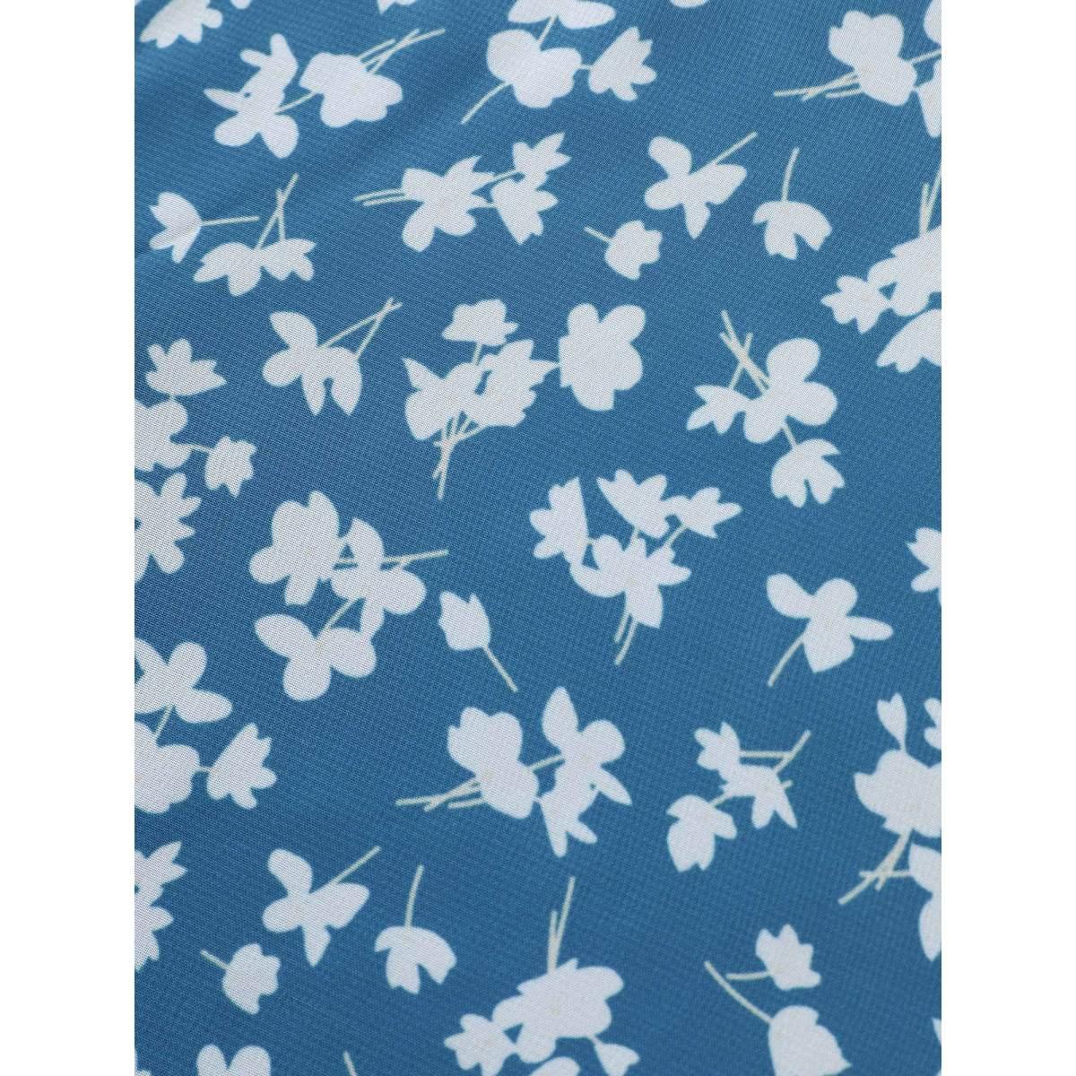 Plus Size Cerulean Floral Tie Knot Flutters Bell Sleeve Blouse Women Elegant Half Sleeve V-neck Everyday Blouses BloomChic 26/4X Product Image