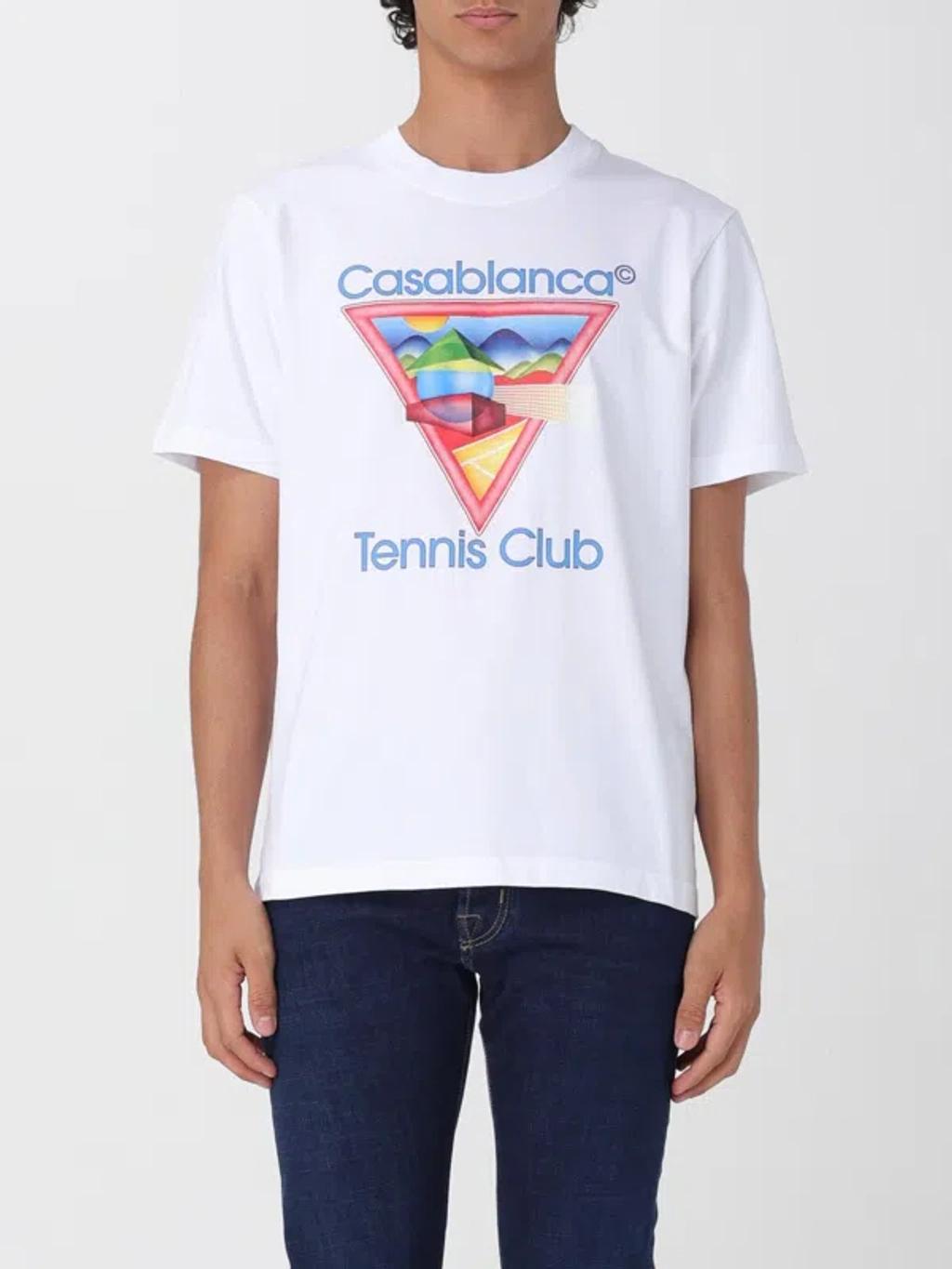 CASABLANCA Cotton Crew Neck T-shirt With Graphic Print In White Product Image