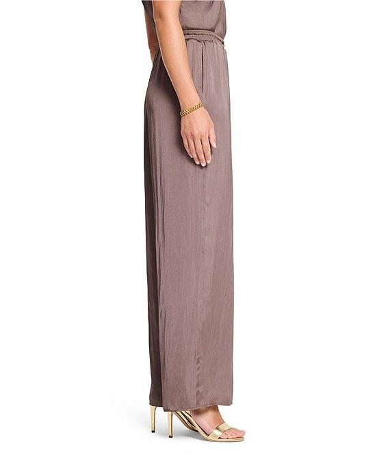 NIC + ZOE Glossy Sheen Elastic Waist Straight Leg Coordinating Pull-On Pants Product Image