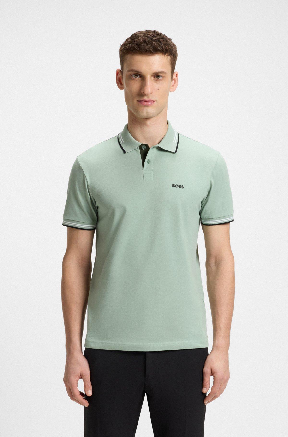 Stretch-cotton slim-fit polo shirt with branding Product Image