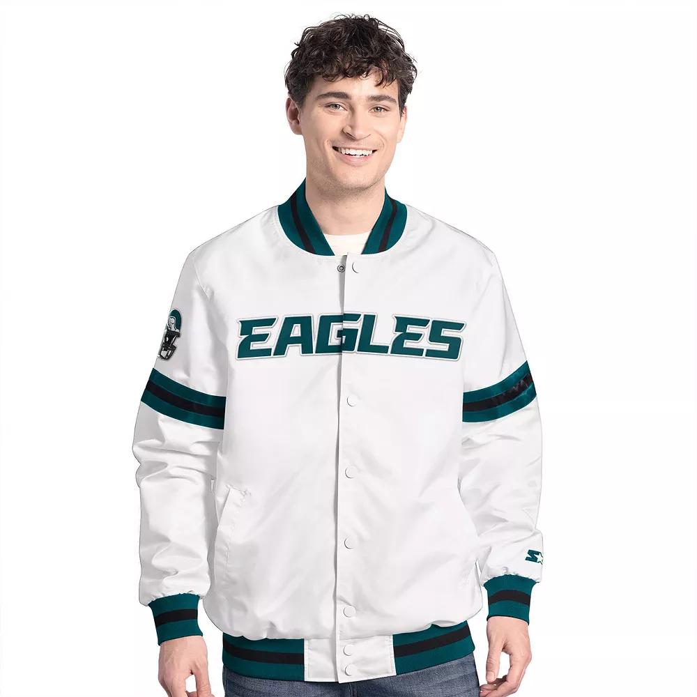 Men's Starter White Philadelphia Eagles Scout Full-Snap Varsity Jacket,  Product Image