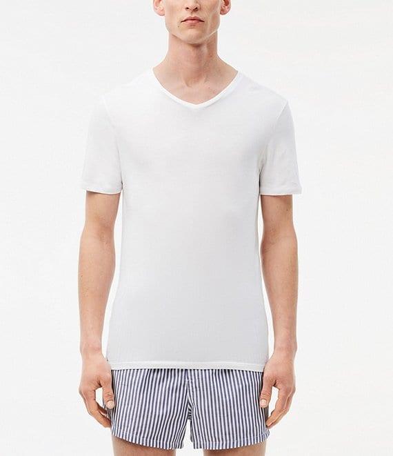 Lacoste Short Sleeve V-Neck Slim Fit Undershirt 3-Pack Product Image