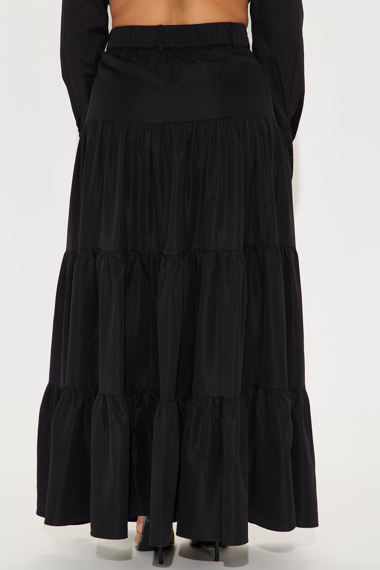 Marina Tiered Maxi Skirt - Black Product Image
