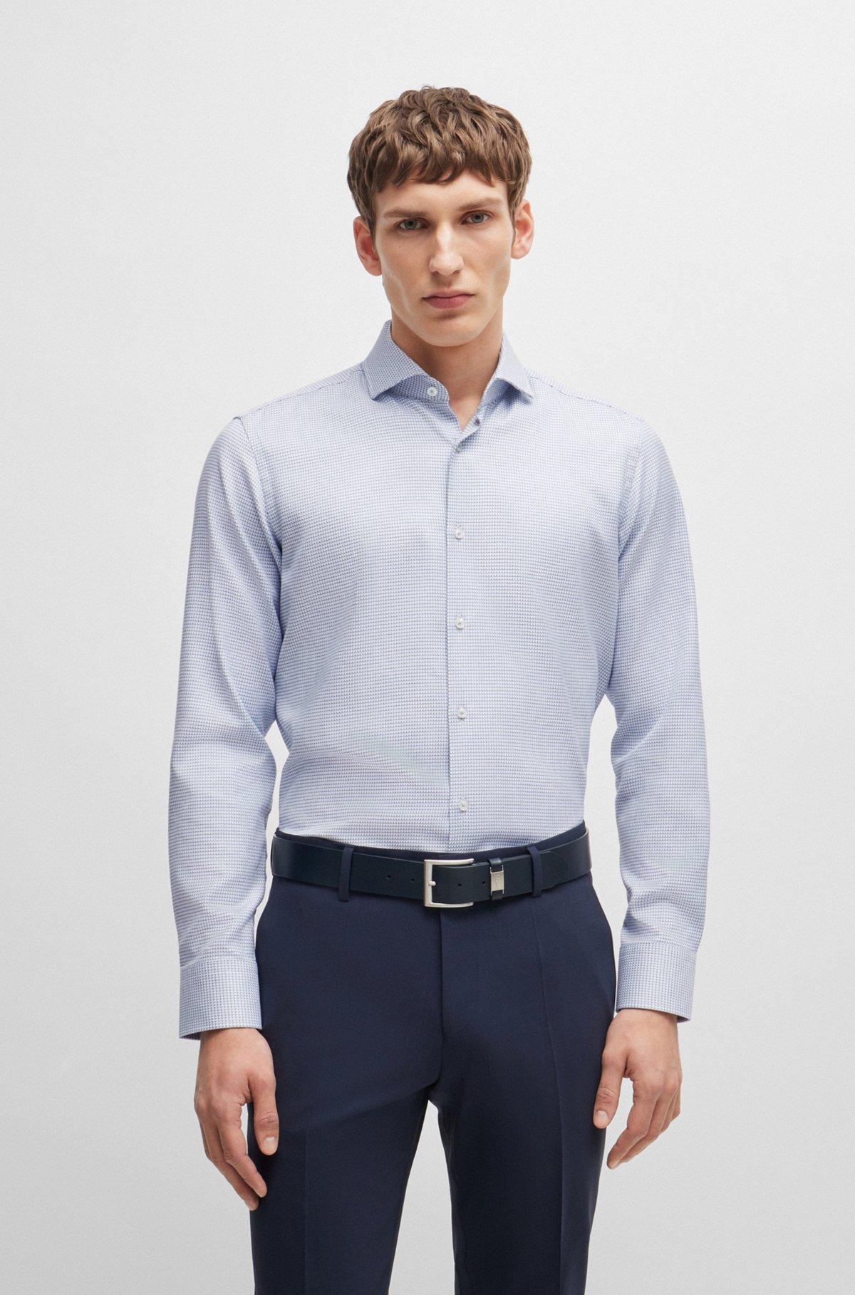 Regular-fit shirt in structured cotton twill Product Image