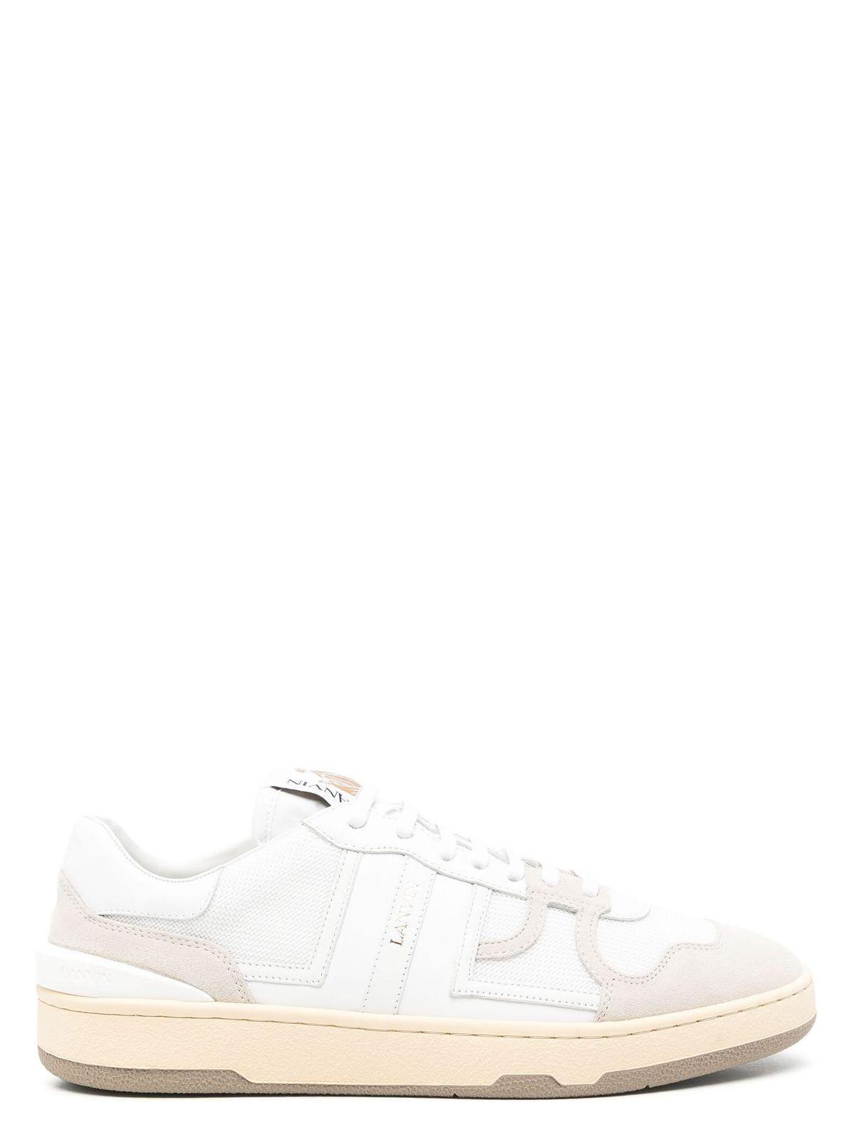 LANVIN Mesh And Leather Clay Sneakers With In White Product Image