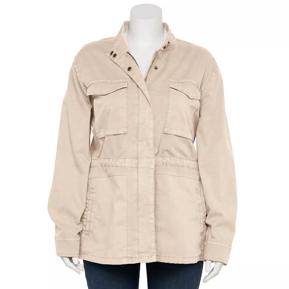 Plus Size Sonoma Goods For Life® Patch Pocket Utility Jacket, Women's, Size: 0X, Manolo Green Product Image