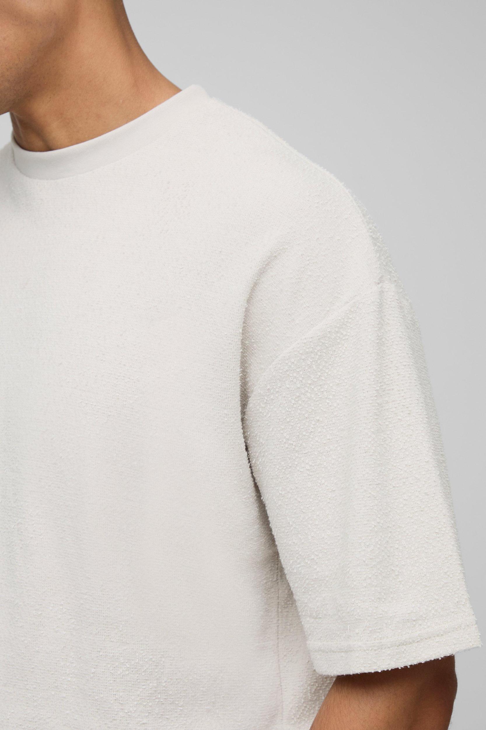 Oversized Boxy Natural Texture T-Shirt | boohooMAN USA Product Image