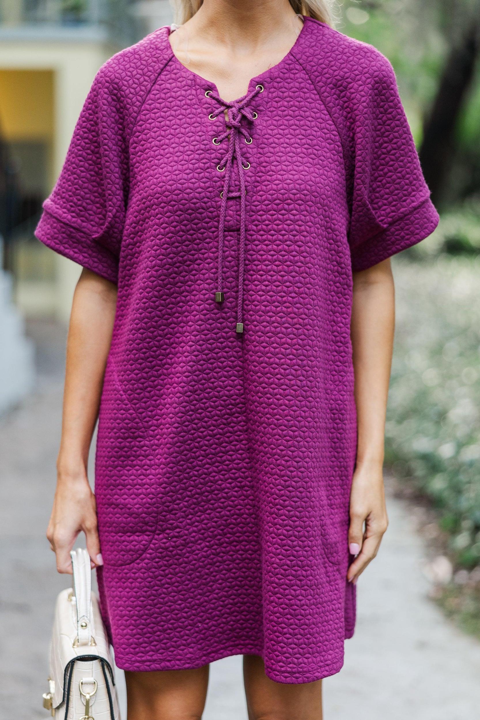 Feel This Way Plum Purple Textured Dress Female Product Image