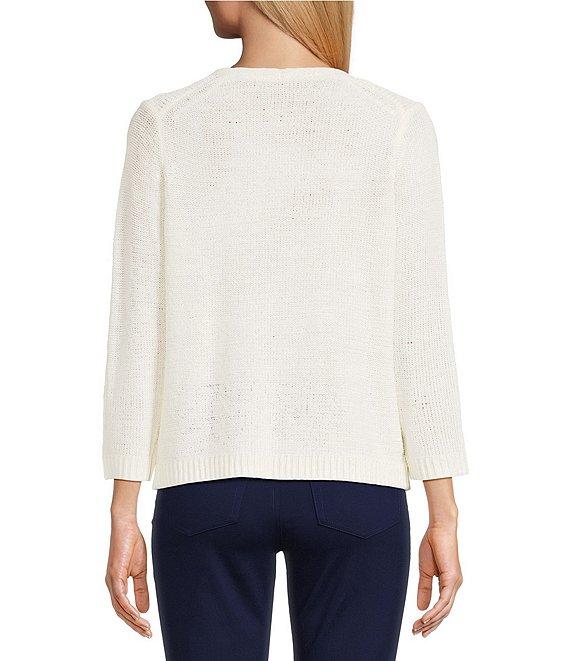 Jones New York Tie Front V-Neck 3/4 Sleeve Cardigan Product Image