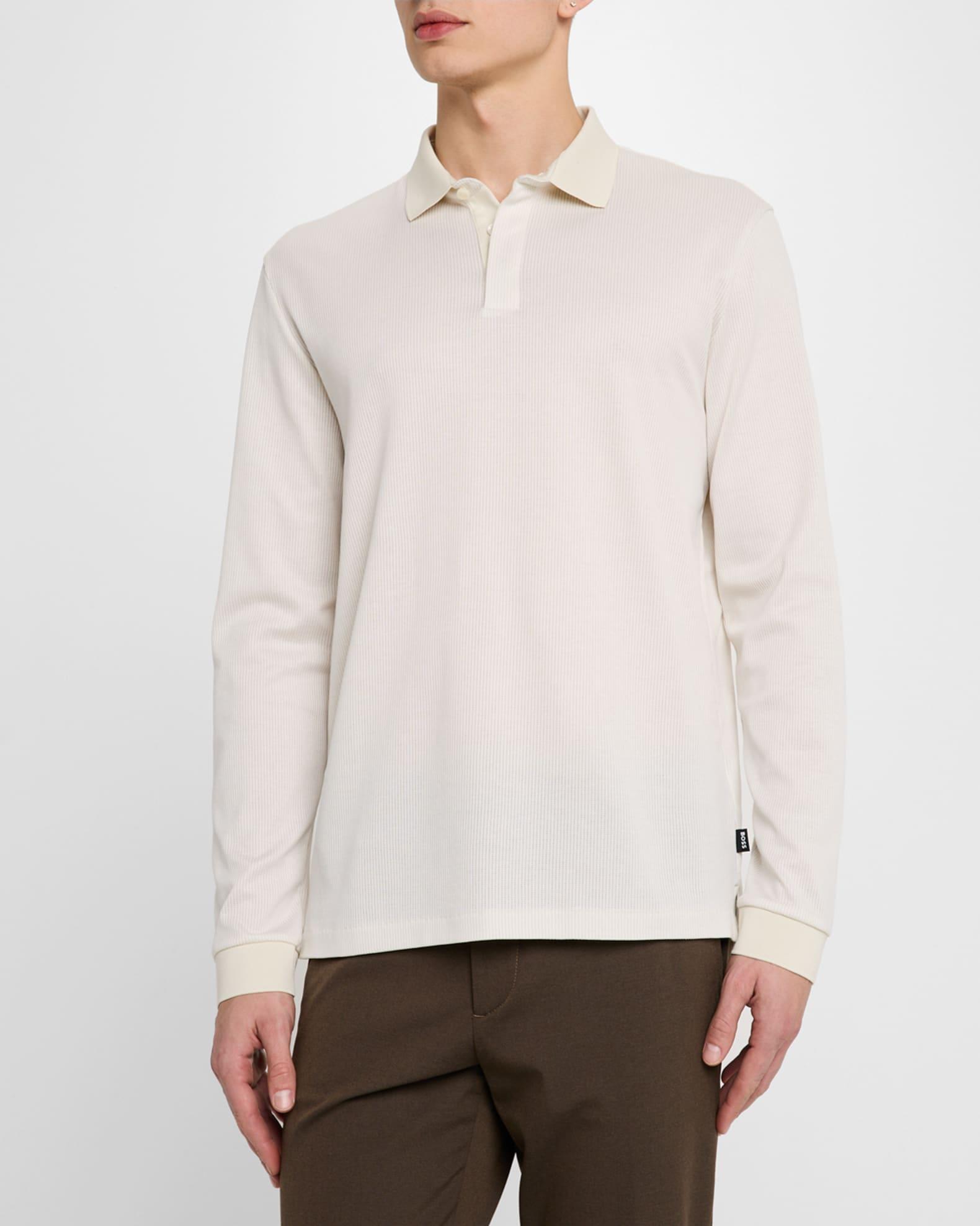 Men's Pado Cotton Textured Long-Sleeve Polo Shirt Product Image