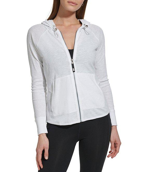 DKNY Sport by Donna Karan Long Sleeve Full Zip Mini Slub Waffle Pocketed Hoodie Product Image