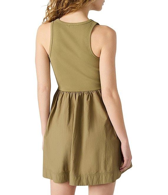 Steve Madden Tottenham Rib Knit Tank Scoop Neck Sleeveless A-Line Mini Dress Product Image