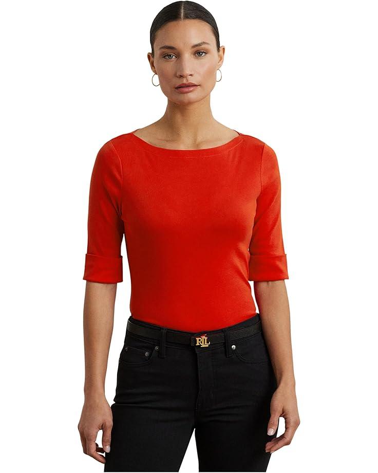 Stretch Cotton Boatneck Top Product Image