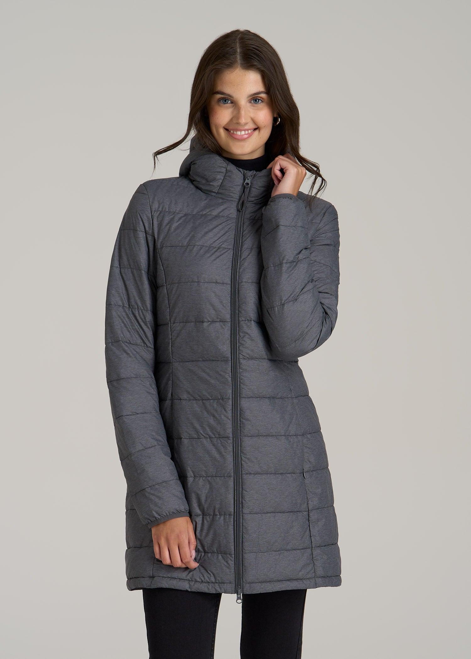 Packable Puffer Jacket for Tall Women in Charcoal Space Dye Female Product Image