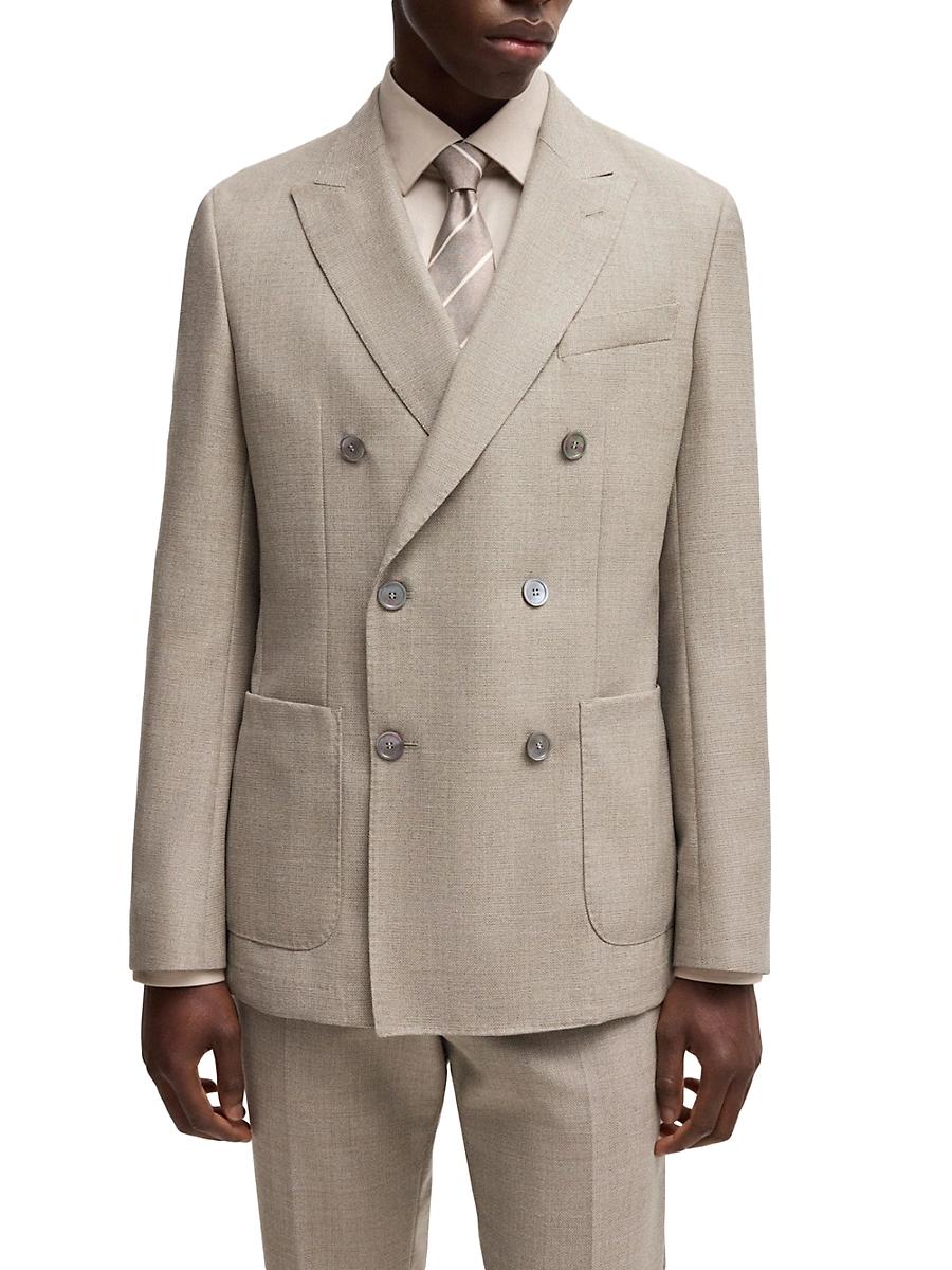 Mens Slim-Fit Blazer in Patterned Virgin Wool Product Image