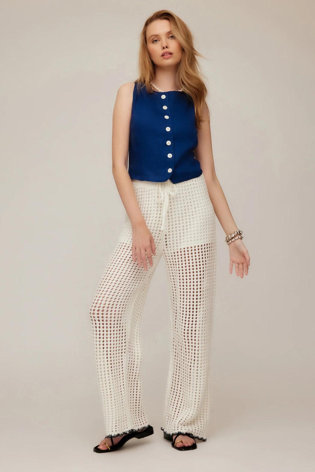 Elis Sleeveless Button-Up Top- Sea Product Image