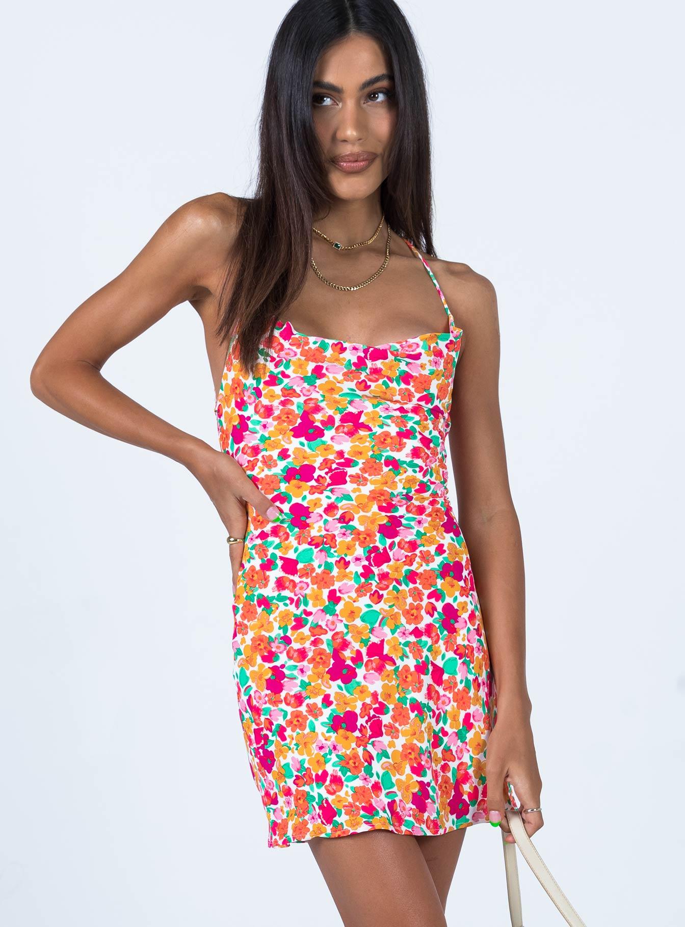 Celena Mini Dress Rainbow Floral Product Image
