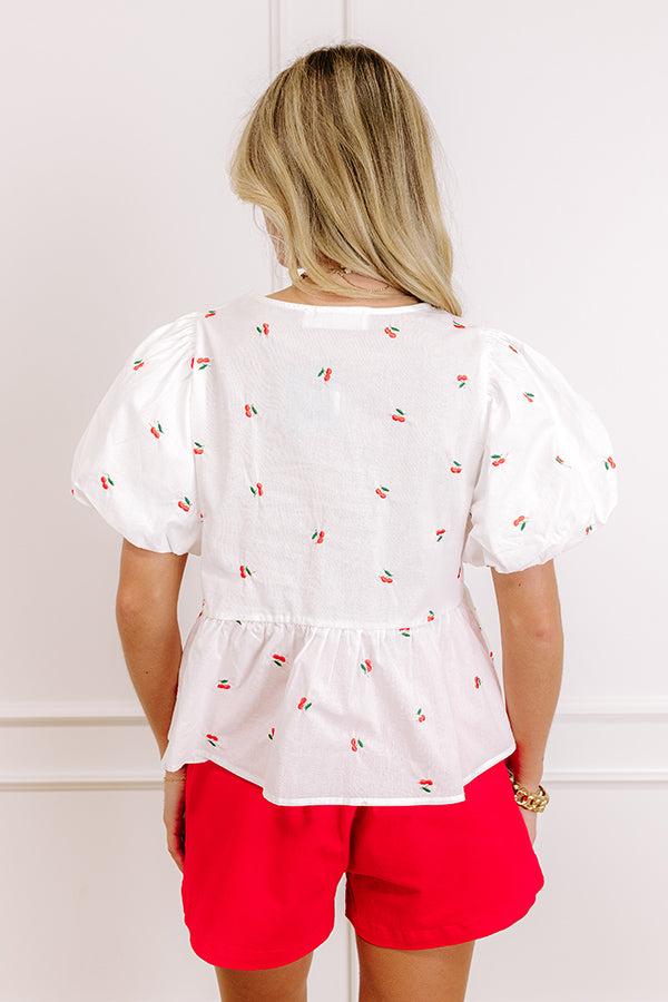 Cherry On Top Front Tie Embroidered Top Product Image