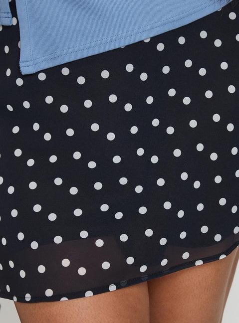 Dapple Bias Mini Skirt Black Polka Dot Curve Product Image
